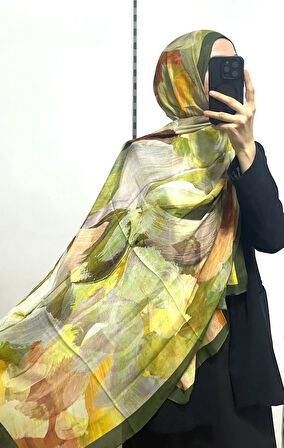 Desenli Organik Alegra Rami Şal - 5655