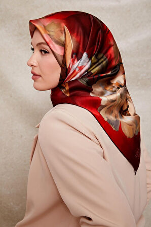 Çiçek Desen Sura İpek Eşarp-0930