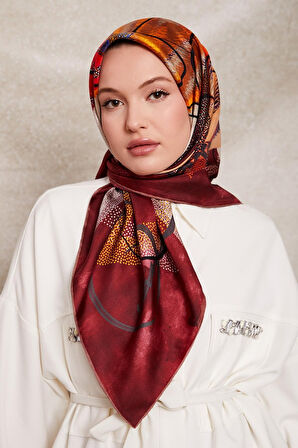 Karmaşık Desen Twill İpek Eşarp-0915