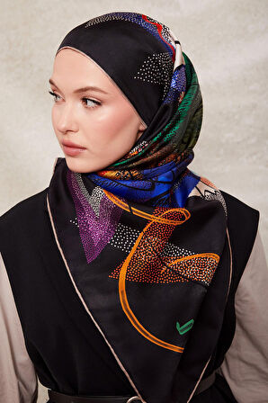 Karmaşık Desen Twill İpek Eşarp-0915