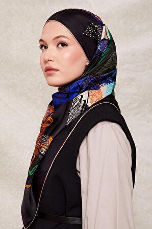 Karmaşık Desen Twill İpek Eşarp-0915