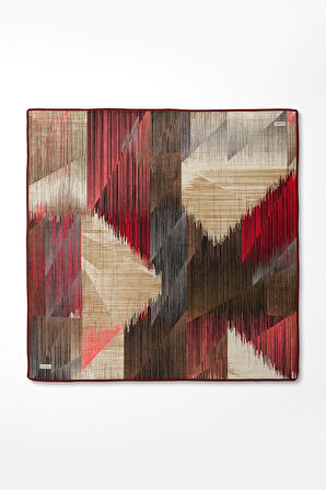 Çizgi Desen Twill İpek Eşarp-0916