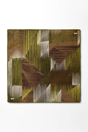 Çizgi Desen Twill İpek Eşarp-0916