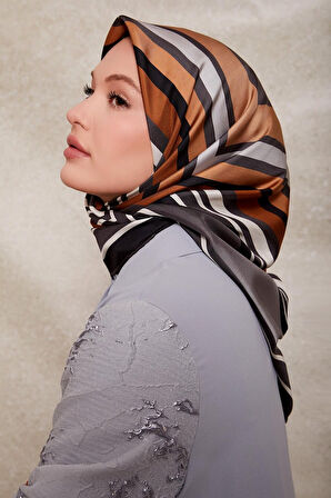 Kare Desenli Twill İpek Eşarp-0920