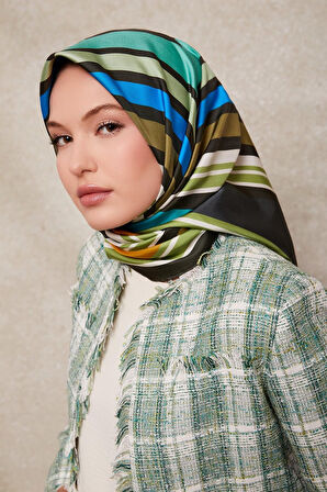 Kare Desenli Twill İpek Eşarp-0920