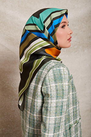 Kare Desenli Twill İpek Eşarp-0920