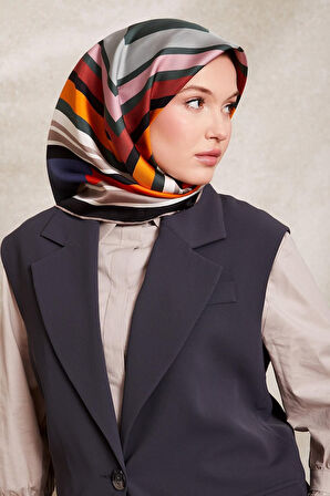 Kare Desenli Twill İpek Eşarp-0920