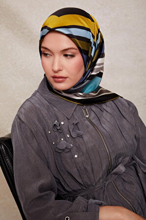 Kare Desenli Twill İpek Eşarp-0920