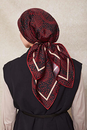 Noktalı Daireler Baskı Twill İpek Eşarp-0933