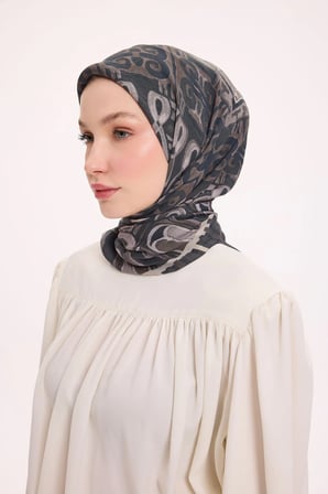 Dört Mevsim Antik Motif Viskon Velora Eşarp 6419