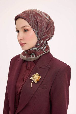 Dört Mevsim Antik Motif Viskon Velora Eşarp 6419