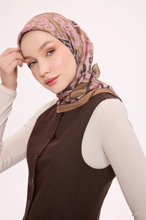 Dört Mevsim Antik Motif Viskon Velora Eşarp 6419