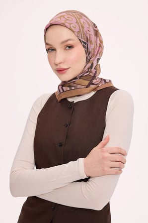 Dört Mevsim Antik Motif Viskon Velora Eşarp 6419