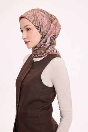 Dört Mevsim Antik Motif Viskon Velora Eşarp 6419