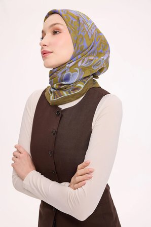 Dört Mevsim Antik Motif Viskon Velora Eşarp 6420