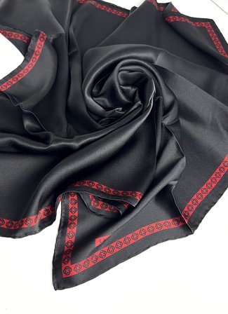 Aker Kenar Bordürlü Taşlanmış İpek Eşarp - 06596