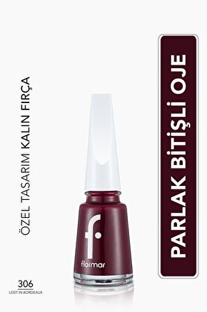 Flormar Klasik Parlak Bitişli Yüksek Pigmentli Oje - Nail Enamel -306 Lost In Bordeaux New- 8682536035842