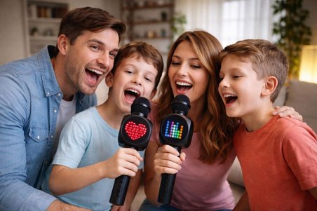 Doppler Tetris Karaoke Mikrofonu Ledli Ses Değiştirme Özellikli Işıklı Yeni