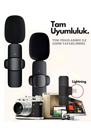 Type-c Çiftli Kablosuz Yaka Mikrofonu Seti - Youtube, Tiktok, Vlog Ve Canlı Yayınlar İçin Telefon Uyumlu Çift Mikrofon