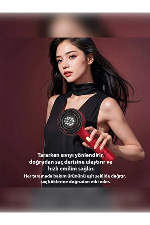 Şarjlı Ve Titreşimli Saç Masaj Tarağı Bakım Yağı Hazneli Fırça