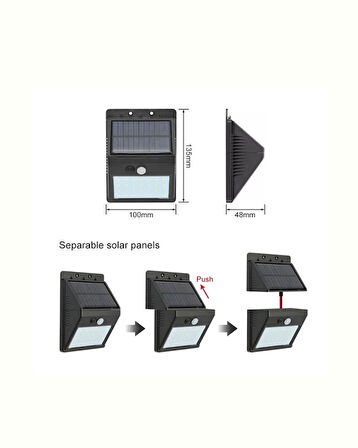 Solar Enerjili 20 Led Duvar Lambası | Hareket Sensörlü, Su Geçirmez, Kablo Gerektirmez