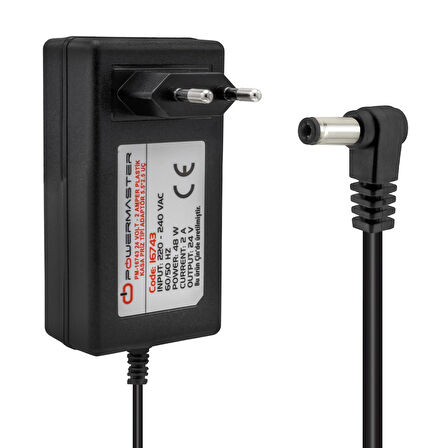 PM-16743 24 VOLT - 2 AMPER 5.5*2.5 MM UÇLU PLASTİK KASA PRİZ TİPİ ADAPTÖR