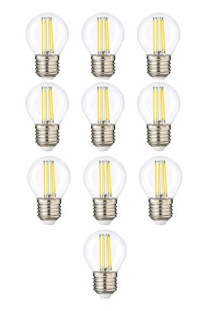 10 adet G45 Şeffaf Cam E27 Mini Led Ampul - 6500 Kelvin Beyaz (10'lu paket)