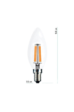 10 Adet Gün Işığı Renk Mum Düz Buji Led Ampul E14 Duy (İNCE DUY)