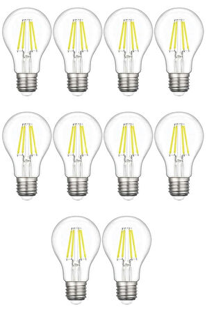 10 Adet LED Ampul 6500K E27 ( Beyaz ) ( A60 )
