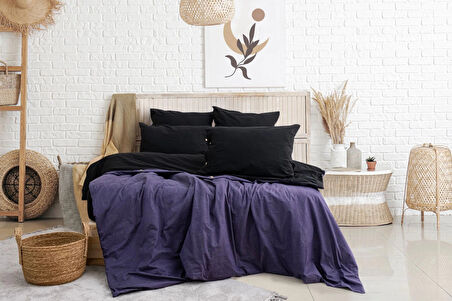 Tek Kişilik %100 Pamuk Ranforce Nevresim Takımı – 160x220 cm Gri Lastiksiz Çarşaflı