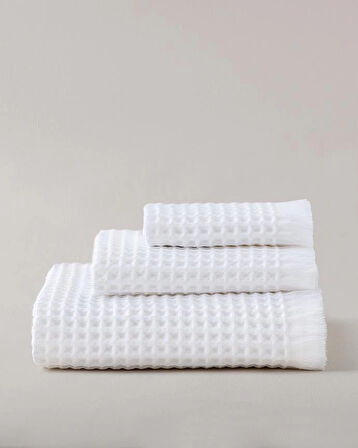 3’lü Yumuşak Dokulu Havlu Seti – 30x45, 50x90, 80x160 cm – %100 Pamuk – Beyaz