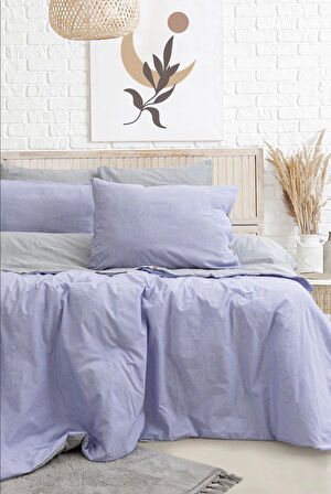 Tek Kişilik %100 Pamuk Ranforce Nevresim Takımı – 160x220 cm Lila Lastiksiz Çarşaflı