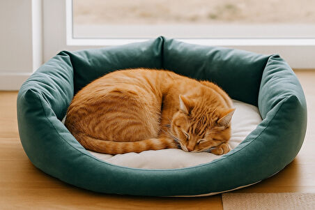 Boncuk Elyaf Dolgulu, Yıkanabilir Kedi Köpek Yatağı