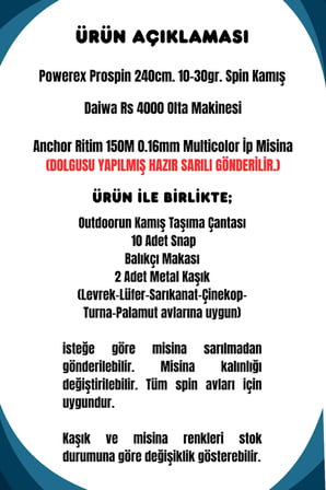 Powerex Prospin 240cm 10-30gr Daiwa RS 4000 Metal Kafa Spin Olta Seti