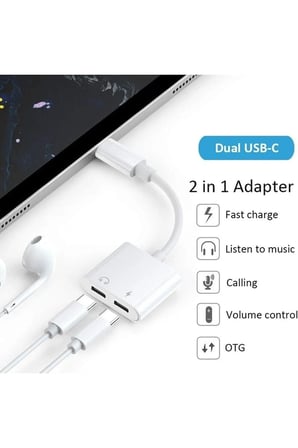 Type C To Kulaklık Hızlı Şarj Giriş Çevirici Çoklayıcı Çoğaltıcı Splitter Adaptör