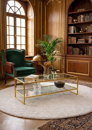 Humus Gold Metal Cam Orta Sehpa 90 x 50 cm