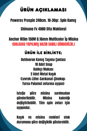 Powerex Prospin 240cm 10-30gr Fx 4000 Metal Kafa Spin Olta Seti