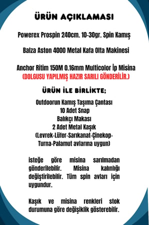 Powerex Prospin 240cm 10-30gr Balza Aston 4000 Metal Kafa Spin Olta Seti