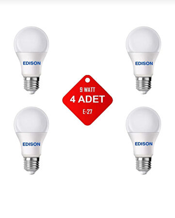Led Ampul Beyaz Renk 9 Watt Tasarruflu 4lü Paket