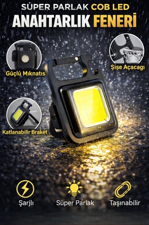 Mini COB LED El Feneri Çok Amaçlı Şarjlı Acil Durum Işığı Anahtarlık Cep Feneri Kamp Lambası