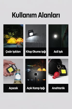 Mini COB LED El Feneri Çok Amaçlı Şarjlı Acil Durum Işığı Anahtarlık Cep Feneri Kamp Lambası