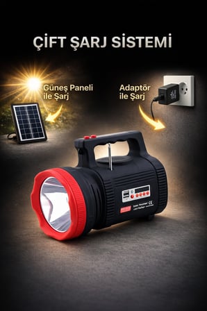 Solar Şarjlı Kamp Feneri 3 Ampul Set Led Acil Durum Aydınlatma (Kamp & Ev Kullanımı)