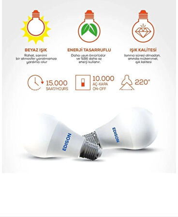 Led Ampul Beyaz Renk 9 Watt Tasarruflu 3lü Paket