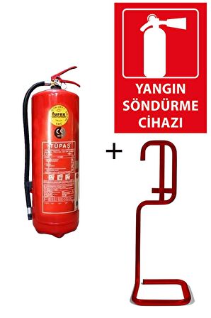 6KG TÜPAŞ YANGIN TÜPÜ, YANGIN TÜPÜ LEVHASI VE KARE SEHPA 3LÜ SET