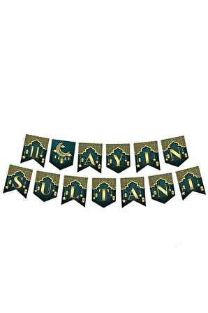 (3,LÜ)ya Şehri Ramazan Temalı 10 Lu 3d Tavan Süs Ramazan Bayramı Altın Renginde Süs 11 Ayın Sultanı