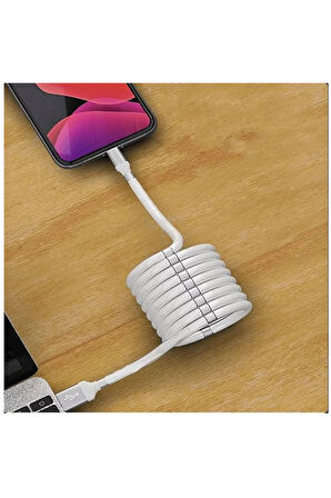 Araç Ev Ofis Mıknatıslı Kendini Toplayan Sarmalı Şarj Ara Kablosu USB Çıkış Type-C Uyumlu Ara Kablo