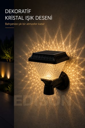 Solar Duvar Tipi Bahçe Apliği Kumandalı 4 Renk RGB LED 30W 200 Lümen IP65 Su Geçirmez Dış Mekan Aydınlatma