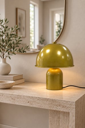 Modern Eskitme Gold Metal Abajur E27 Duylu Kablolu Dekoratif Masa Lambası Salon Yatak Odası Komodin Başucu Konsol Sehpa Üzeri Retro Vintage Mantar Tasarım El İşçiliği Aydınlatma Modeli