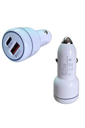 Araç İçi Çakmaklık Şarj Cihazı USB ve TYP-C Çıkışlı Işıklı 5V 20+18W 3A Kablosuz Profesyonel Ürün