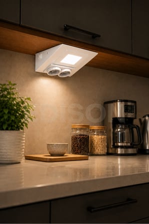 Tezgah Altı LED Aydınlatma Çift Prizli Beyaz Metal Kasa Mutfak Dolap Altı Işık Beyaz LED Anahtarlı